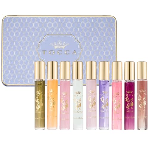 Tocca Luxury Fragrance Wardrobe Set of 9 Travel Size Womens Perfumes in Giftable Tin Case Includes Florence Cleopatra Stella Giulietta Simone Colette Belle Lucia & Laila