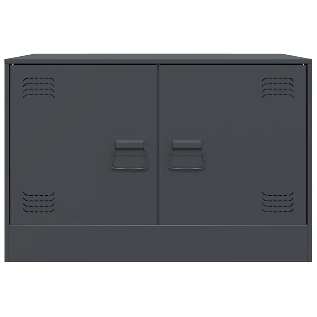 TV-Schränke 2 STK. Anthrazit aus kaltgewalztem Stahl 67x39x44 cm, 2 Fächer, 2 Metallgriffe, 70 kg Tragkraft je Stück, platzsparend für Wohnzimmer, Gaming und Heimkino