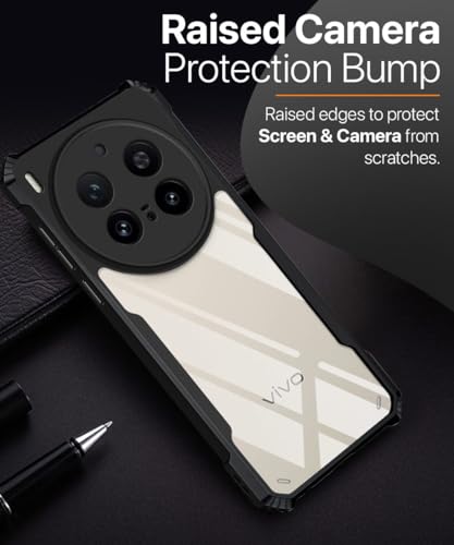 Image of WOW IMAGINE Shock Proof Clear Back Case Mobile Cover for Vivo X300 Pro 5G (Hard | Hybrid PC + TPU | Full Armour Device & Camera Protection | Black)