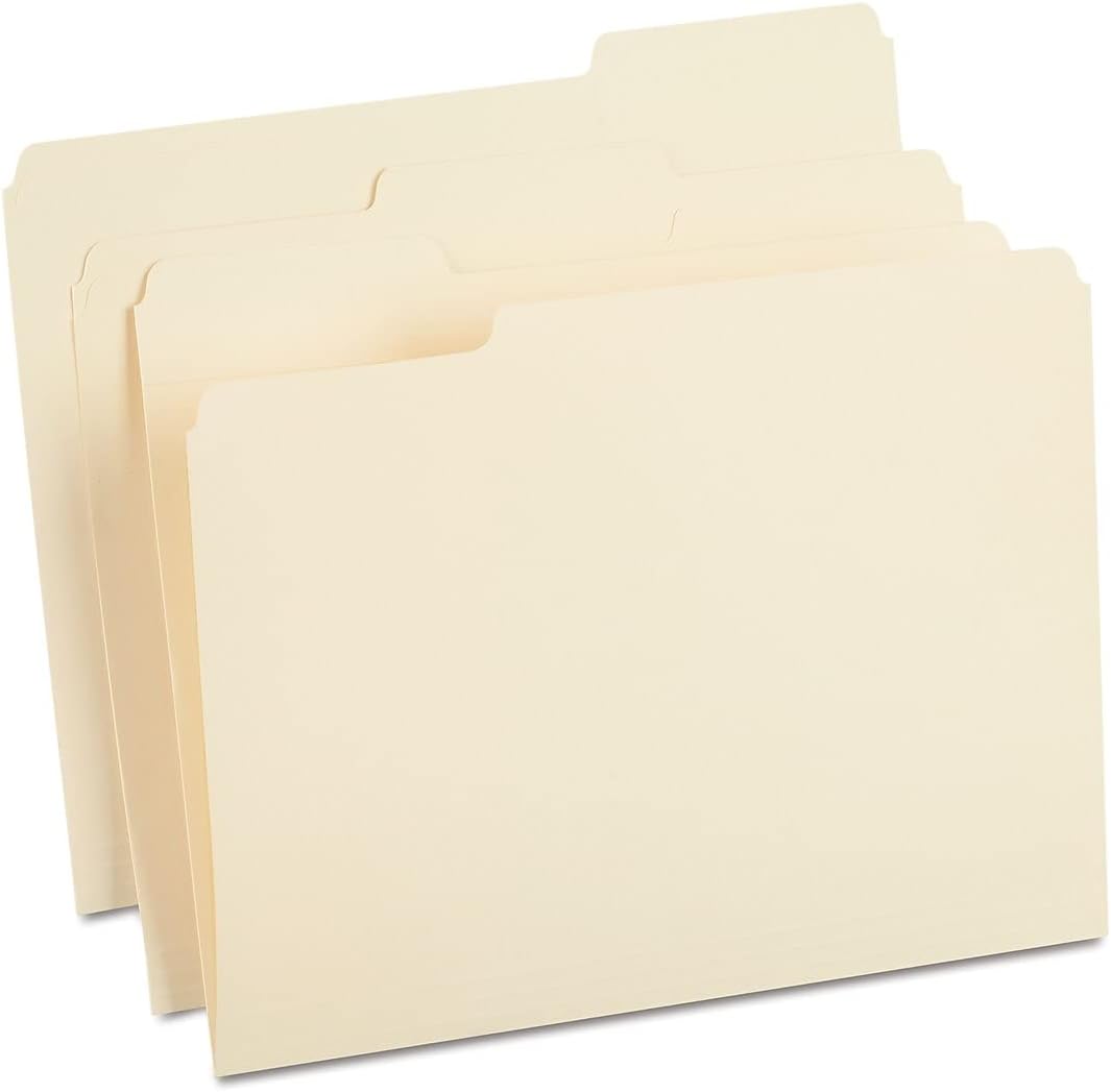 Staples 452830 100% Recy Reinforced Top-Tab File Folders 1/3 Cut Manila Letter 50/Bx