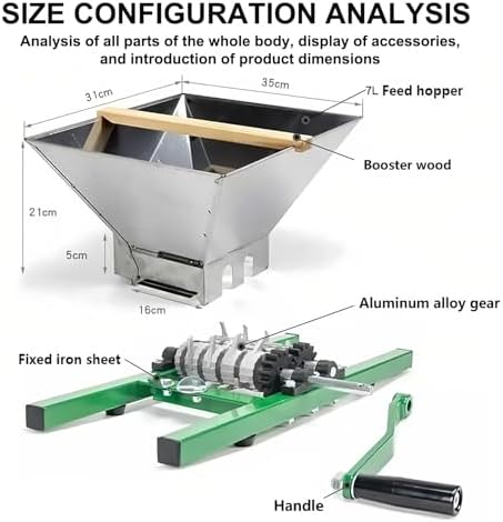 7L Manual Fruit Crusher & Grape Grinder, Portable Stainless Steel Juicer & Pulper for Wine & Cider Making - Perfect for Home Brewing (Green)