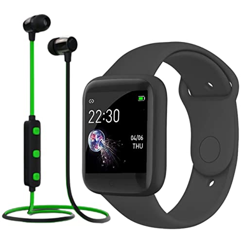 Image of (WINTER OFFER WITH 12 YEARS WARRANTY) Waterproof Smart Watch Pro CM101 For Men Women Fitness Tracker Blood Pressure Heart Rate Monitor For Girls & Boys with K1 Wireless Bluetooth Headset Hand-Free Calling,Sweatproof-BLACK