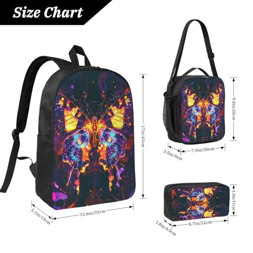 Butterfly Backpacks 3 Pcs Multifunction High capacity Travel Backpack with Fun Graphic Cartoon Print for Camping Touring2