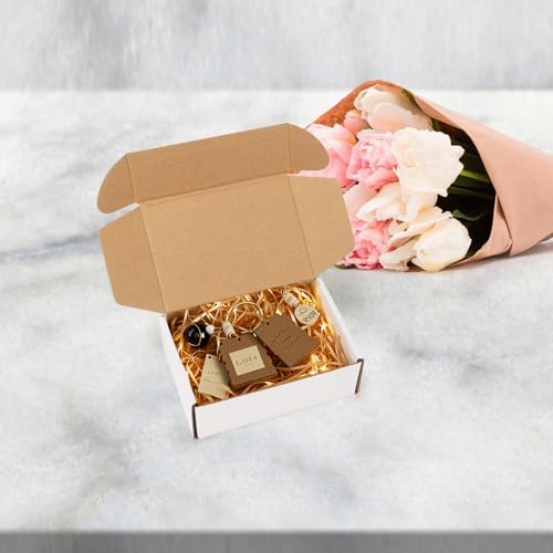 Image of RLAVBL 75 Pack 6x4x2 Small Shipping Boxes, White Corrugated Cardboard Mailer Box for Packing, Mailing, Business