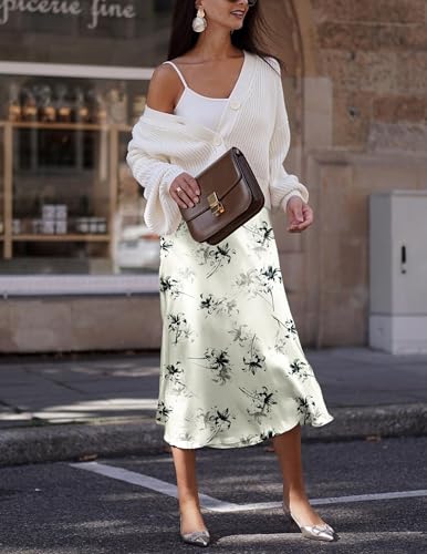 Image of Zeagoo Skirts for Women High Waist Skirt Elegant Midi Skirt Satin