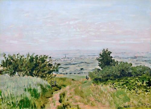 Pintura mural en lienzo de Monet con acabado vintage elegante de 60x90cm