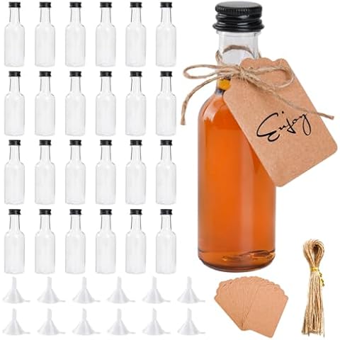 24 Pack Mini Liquor Bottles with Funnels Cover