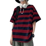 LAVASEON Harajuku Oversized Striped T-Shirt Long Sleeve Crew Neck Casual Matching Couple Streetwear...