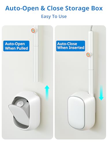 Image of Disposable Toilet Cleaner Wand and Holder Set, Wall Mounted Toilet Bowl Brush Kit with 12 Refill Heads, Hygienic Toilet Cleaning System for Bathroom and RV