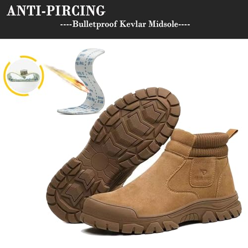 Image of Nutropa Welding Work Boots for Men Composite Toe Safety Boots Non Slip Steel Toe Work Shoes Lightweight Construction Welder Boots