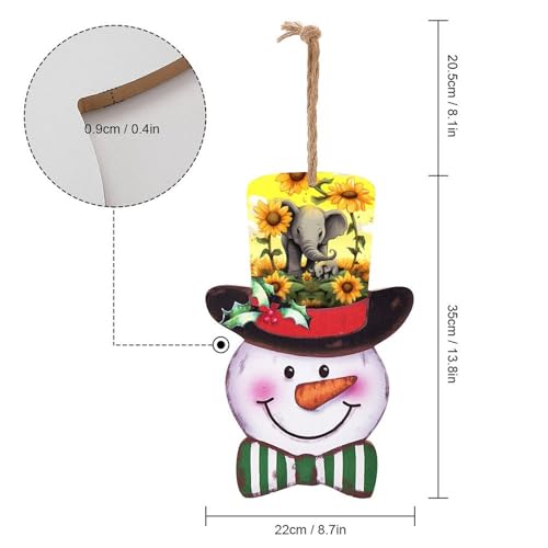 Planche à suspendre festive en bois bonhomme de neige cadeau de Noël idéal - 3