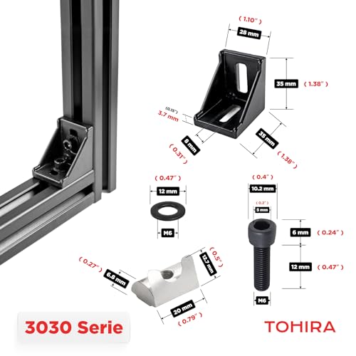 Image of 3030 Series Aluminum Extrusion Corner Brackets - 20 Sets Black 90 Degree Angle Connectors for 8mm T-Slot, CNC /Robotics Frame Accessories