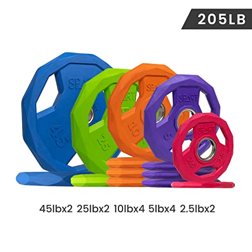 Image of SPART Color Coded Weight Plate 2-Inch Rubber Coated Olympic Grip Plate for Barbell, Solid Cast Iron Weight Plates for Strength Training, Weightlifting, Crossfit, Home Gym, 2.5LB /5LB /10LB /25LB /35LB /45LB, Pair