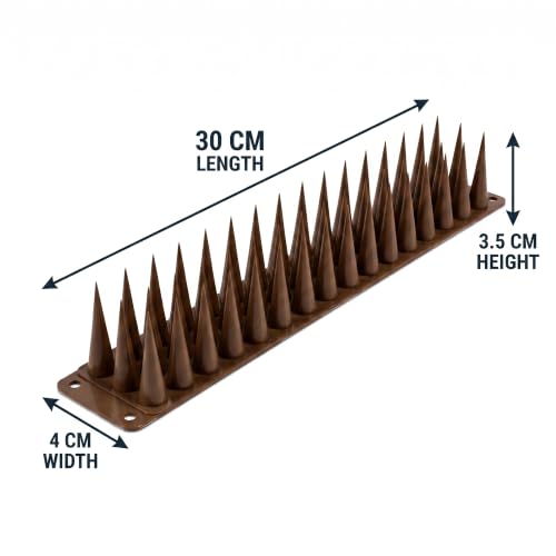 Image of Bird Spike 50 Piece Brown | Pigeon Bird Control Spikes for Balcony, Railing, Window, AC & Roof