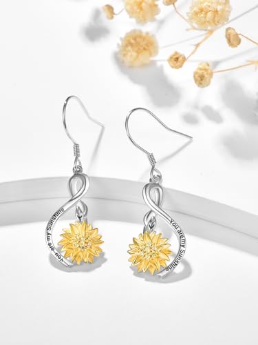 Dreamboat Sunflower Daisy Dangle Drop Earrings 925 Sterling Silver Flower Jewelry Mother's Day Birthday Gifts for Women2