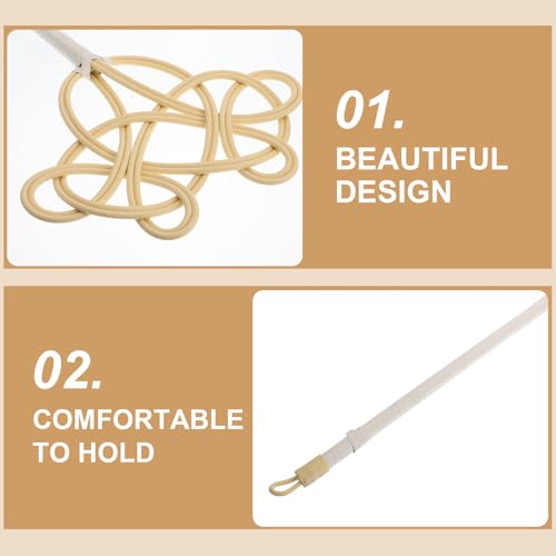 Ipetboom Long Handle Quilt Beater Duster Paddle, Practical Carpet and Rug Dust Removal Tool with Imitation Rattan Weave for Household Cleaning and Bedding Maintenance