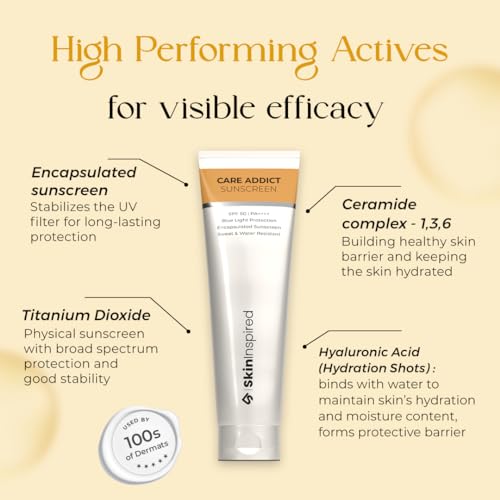 Image of SkinInspired Care Addict Body Sunscreen SPF 50 For Oily Skin With Pa++++ | Broad Spectrum UVA & UVB & Blue Light Protection | With Ceramides & Hyaluronic Acid | No White Cast | For Men & Women | 20G