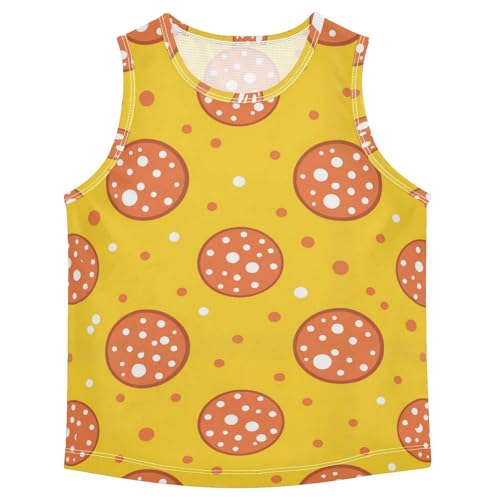 J JOYSAY Cartoon Pizza Yellow Boys Tank Top Sleeveless Muscle Shirts Quick Dry Sport Workout Active Kids T-Shirts 3-15T