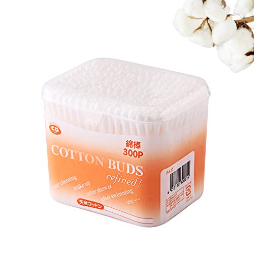 ATOPSUN Cotton Swabs, 300 Count Qtips Cotton Swab, 3.5in with Storage Box, Advanced Baper Stick Makeup Cotton Swabs, Suitable for Licking Ears, Disposable Cleaning Remover