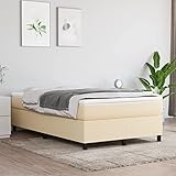  Homgoday Lit Box Spring avec matelas en tissu couleur crème 120 x 200 cm, tapissé avec housse sommier protecteur ressorts ensachés adaptable matelassé réversible tissu type 1 lits et sommiers meubles