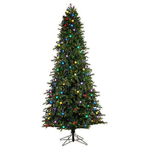 Nearly Natural 9.5ft. Montana Mountain Fir Artificial Christmas Tree with 1150 Multi Color LED Lights and Instant Connect Technology, 125 Globe Bulbs and 2330 Bendable Branches