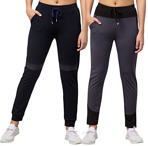 Image of BLUECON Women's Slim Fit Polyester Trackpants (Combo Pack of 2)