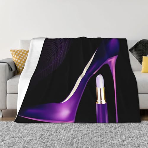 Couverture de lit légère en microfibre violette imprimé rouge à lèvres - 4