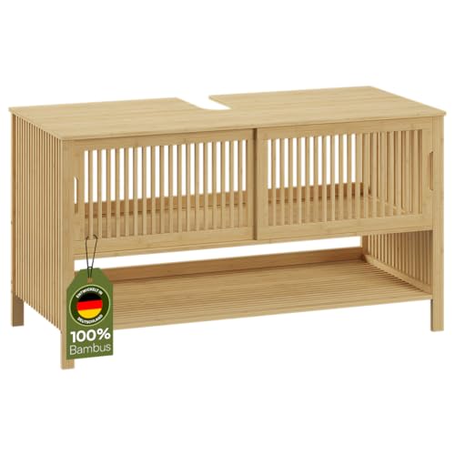 Bellamio Sava Waschbeckenunterschrank Bambus – Badunterschrank mit 2...