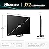 Hisense TV 75" Mini-LED 144Hz 4K 2025 75U72Q, Smart TV VIDAA U8, Dolby Vision IQ, HDR 10+ Adaptive, 144Hz Game Mode PRO, Dolby Atmos 2.1 con Subwoofer, Alexa Built-in, VIDAA Voice, lativù 4K, 75''