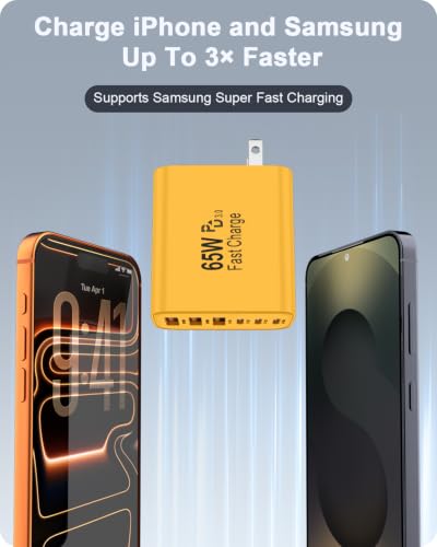 Image of 2-Pack 65W USB C Charger Block, 6-Port Fast Wall Charging Block [3 PD USB-C & 3 QC USB-A] for iPhone 17 16 15 Pro Max, iPad Pro, Galaxy S26 S25, Pixel 10 9, iWatch,Google & More