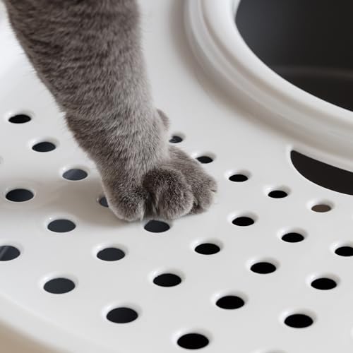 Iris Ohyama Katzenklo mit Schaufel, bis 7 kg, Grau/Weiß, mit Deckel, Katzentoilette, leicht reinigen, Für große Katzen, Kätzchen, geschlossen, XXL Toilette, BPA-frei, Cat Litter Box, TECL-20