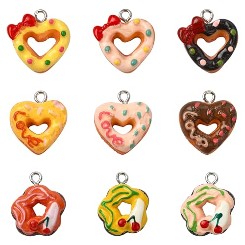 Breloques en forme de beignet colorées avec 9 styles gourmands pour créer vos bijoux