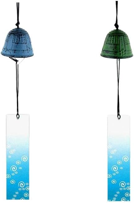 2PCS Japanese Furin Wind Chimes – Cast Iron Temple Bell Style for Home Garden Zen Decor, Feng Shui Outdoor Hanging Ornament, Vintage-Style Bell Sound