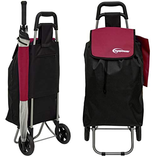 EYEPOWER 48L Einkaufstrolley Faltbarer Einkaufsroller 94x37x30 cm Trolley Rot – Bild 3