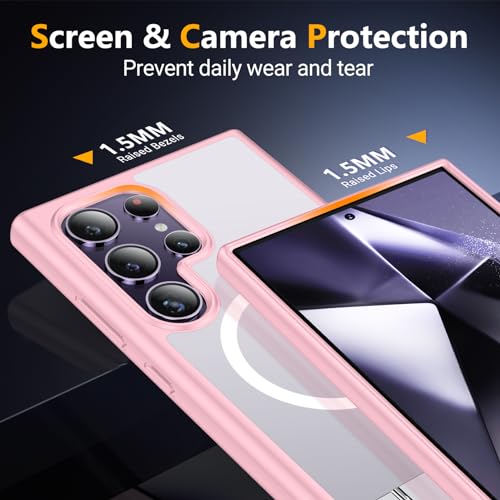Image of SPIDERCASE Magnetic for Samsung Galaxy S24 Ultra Case with 3 Stand Ways | Military Grade Drop Protection | Invisible Stand | Shockproof | Slim Case | for S24 Ultra 5G,Pink