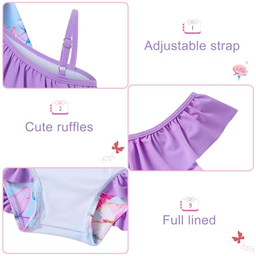 Image of Funnycokid Baby Toddler Girls Swimsuit 4 Piece Bathing Suit Long Sleeve Rash Guard Sets 12 Months-7 Years