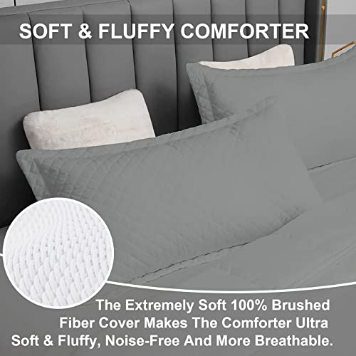 Souloooe Oversized California King Plus Comforter 120X120 Extra Large King Size Quilts 3 Pieces Lightweight Reversible Down Alternative Cooling Summer Comforter For All Season With 8 Corner Tabs Grey #TOP2