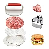 ✿✿ Alta Calidad: La prensa hamburguesas profesional está hecha de material plástico de alta calidad, duradero, liviano y no tóxico. Seguro para su uso. La forma de corazón burger grill press está hecha de acero inoxidable. Apto para lavavajillas.
