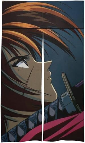 るろうに剣心 緋村剣心 のれん 間仕切り 遮光 玄関ドアカーテン おしゃれ 玄関ドアカーテン 部屋 室内 洗面台 四季 かわいい 断熱 防寒 玄関 86x143cm