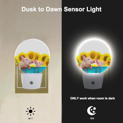Image of EKOBLA Piggy Night Light, Cute Pink Farm Animal Night Lights Plug Into Wall with Auto On /Off for Home Decor and Kids Gifts
