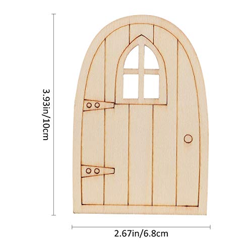 Yarnow 20Pcs Wooden Fairy Door Ornament Unfinished Mini Elf Door Model Garden Miniature Decor With Window For Diy Craft Dollhouse Flower Pot 3Mm (Khaki) #TOP1