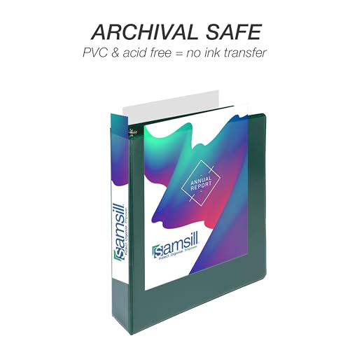 Image of Samsill Durable 1.5 inch 3 Ring Binder, D Ring Binder, 100% Recycled Chipboard, Green, 12 Pack