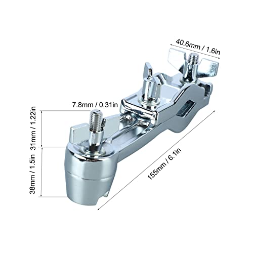 Abrazadera de batería metálica con ángulo ajustable, diseño multifuncional para clip de platillos y montaje seguro para accesorios de batería, compatible con soportes y percusión miniatura 2