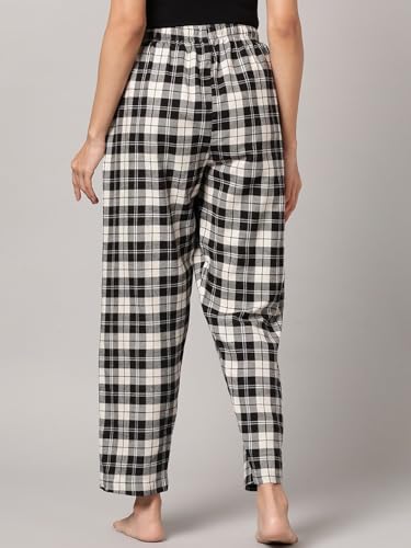 Image of KRYPTIC Women's 100% Pure Cotton Woven Pyjama | Mid Rise Relaxed Fit Full Length Nightwear Pant with Elasticated Drawstring Waistband & Side Pocket | Comfortable Lounge, Sleepwear & Casual Bottom Wear