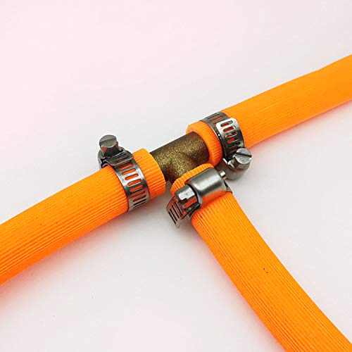 Da by 2 pcs 3/8"(10mm) Brass Tee Barb Fittings for 3/8" ID Hose,6 pcs Stainless Steel Pipe Clamps,3 Way Union Intersection for Water/Fuel/Air(T)