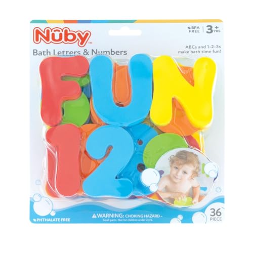 Image of Nuby Foam Bath Letters and Numbers for Toddlers - Bath Toy Set for Kids 3+ Years - 36 Pieces