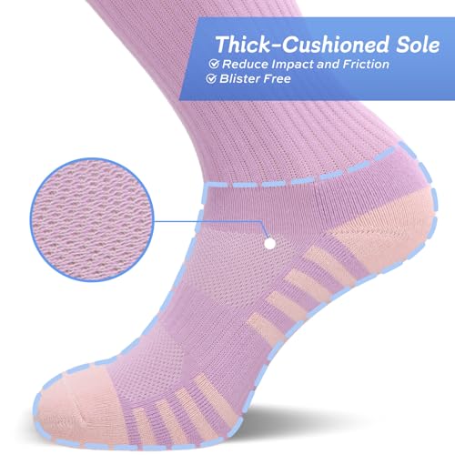 Image of GRAPMKTG 6 Pack Cotton Crew Athletic Socks Men Women Cushioned Boot Work Socks Moisture Wicking Hiking Running Sports Socks