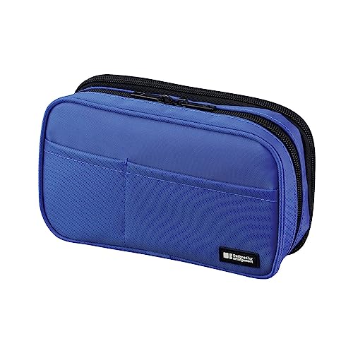 Image of LIHIT LAB Large Capacity Double Zipper Pencil Case For School Office College, Big Capacity 6 Compartments Pencil Bag Holder Adults Teen Boys Girls, Travel Cosmetics Storage, Blue (A7555-108)