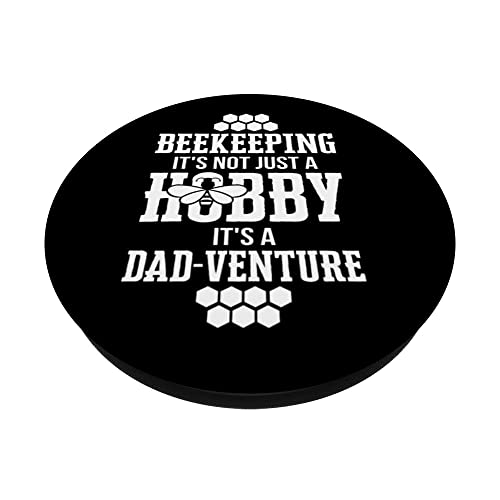Beekeeping Beekeeper Dad Not Just a Hobby It's a Dad-venture PopSockets Swappable PopGrip, Black - Image 2