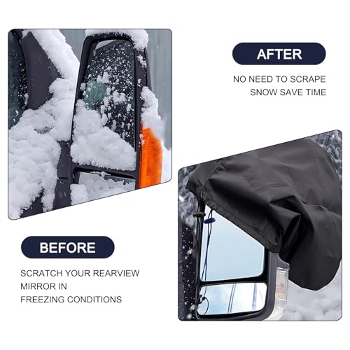Image of 2 PCS Car Rearview Mirror Snow Shield, 210D Silver-Coated Oxford Cloth Adjustable Clip-on Reflector Guard, Rearview Mirror Dust Protective Cover, Universal for Most Cars (Black)